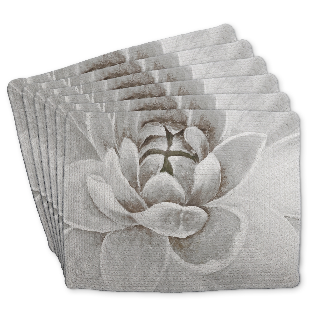 Picture of Begin Home Decor C6BP141810KFUC 14 x 18 in. Delicate White Chrysanthemum Braided Polyester Placemat - Home Decor - Set of 6