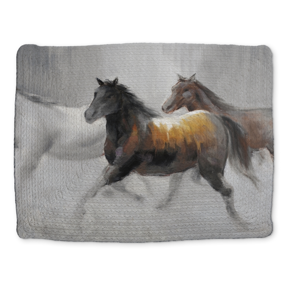 Picture of Begin Home Decor CBPM1418PTHIDZ 14 x 18 in. Herd of Wild Horses Braided Polyester Placemat - Home Decor
