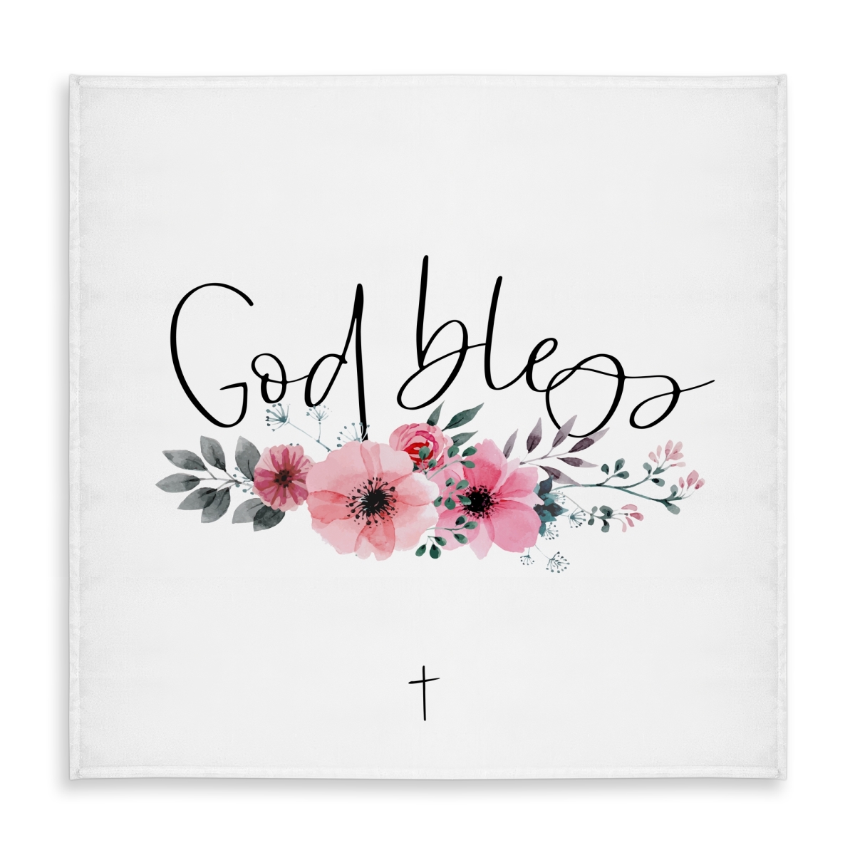 Picture of Begin Home Decor C1TC5858KFN52V 58 x 58 in. God Bless Leaves Black Tablecloth - Indoor & Outdoor Home Decor