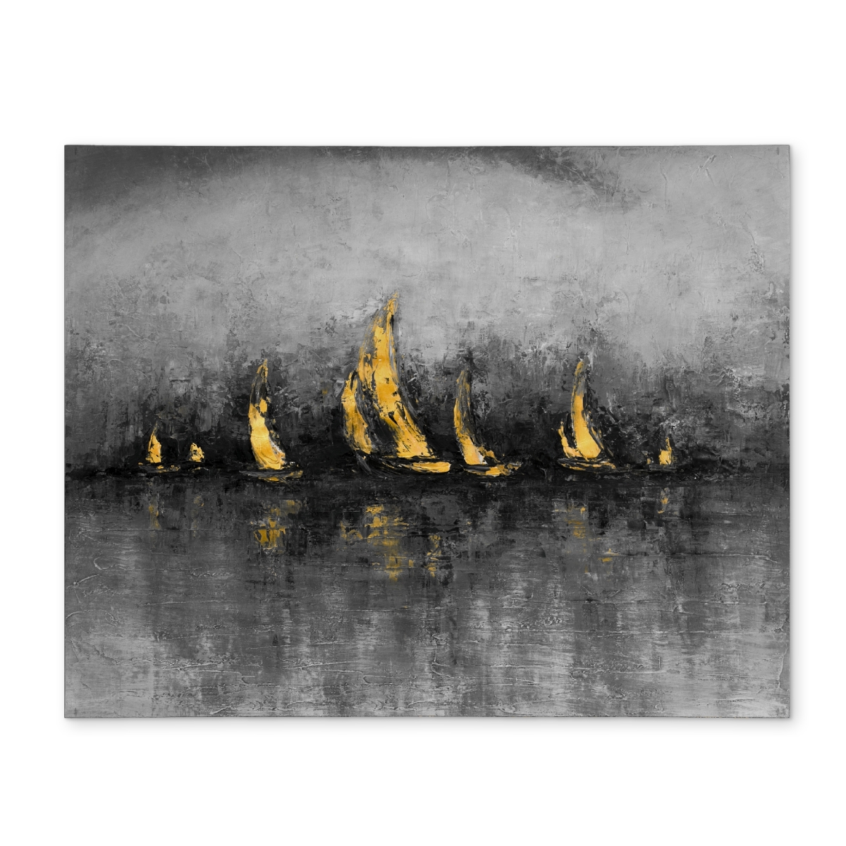 Picture of Begin Home Decor CPPM1418BHM11F 14 x 18 in. Gold Sailboats Polyester Placemat - Modern Abstract Decor