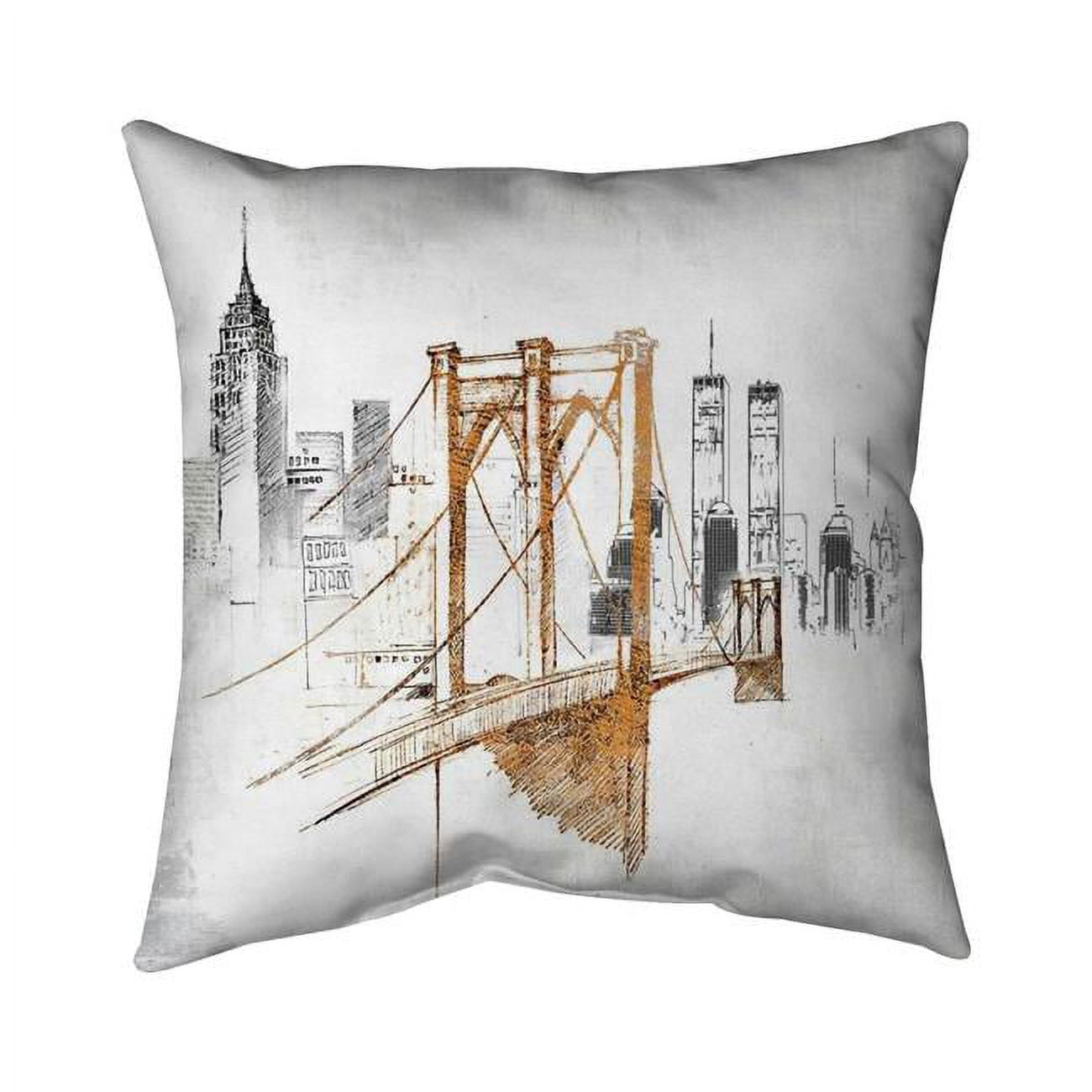 26 x 26 in. Brooklyn Bridge Blurry Sketch-Double Sided Print Indoor Pillow