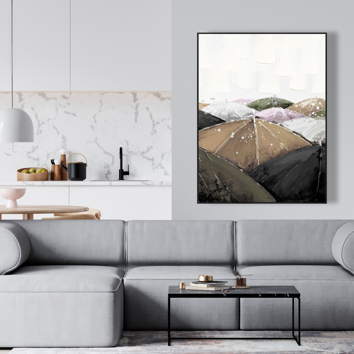 C1FC364849DUJZ 36 x 48 in. Spring Showers - Beige Bedroom Framed Canvas for Home Decor