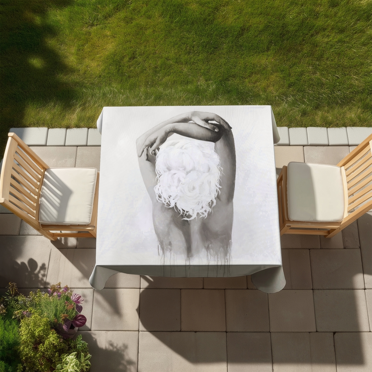 Picture of Begin Home Decor C1TC5858WOGKZT 58 x 58 in. Feminine Delicacy Minimalist Brown Tablecloth - Indoor & Outdoor