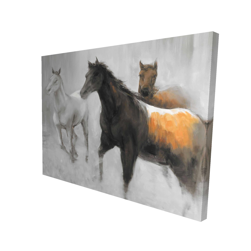 2080-3648-AN256 36 x 48 in. Abstract Herd of Horses - Orange Canvas for Home Decor