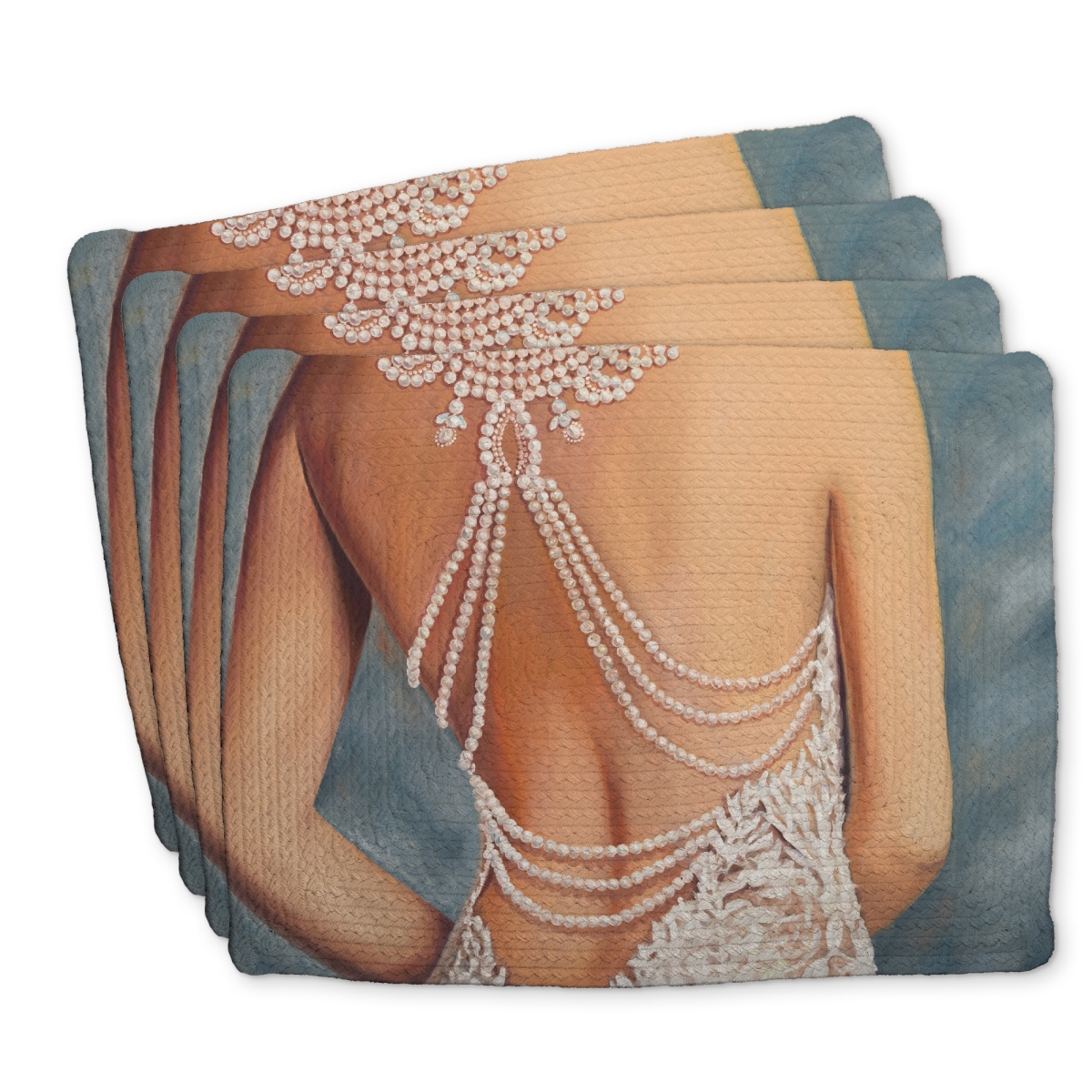 Picture of Begin Home Decor C4BP1418V1W5FG 14 x 18 in. Wedding Dress Braided Polyester Placemat - Home Decor Essentials - Set of 4