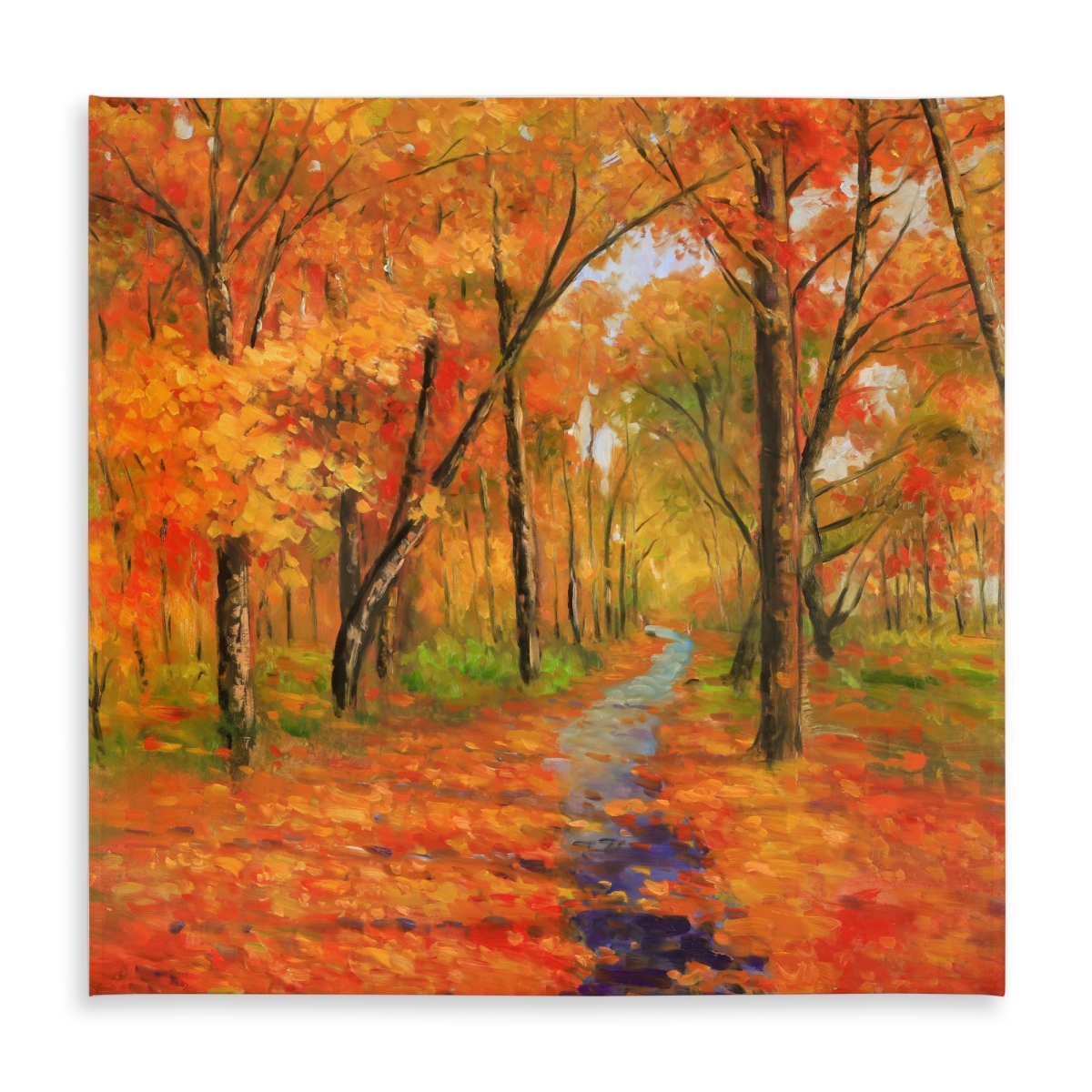 Picture of Begin Home Decor C1TC5858HBI816 58 x 58 in. Autumn Trail in the Forest Tablecloth - Orange Trees Decor
