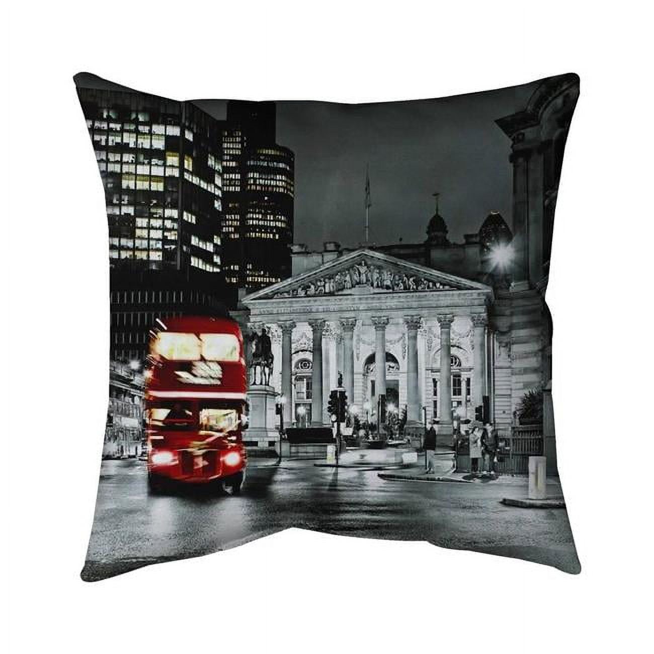 26 x 26 in. Greyscale Pantheon with Red Bus-Double Sided Print Indoor Pillow