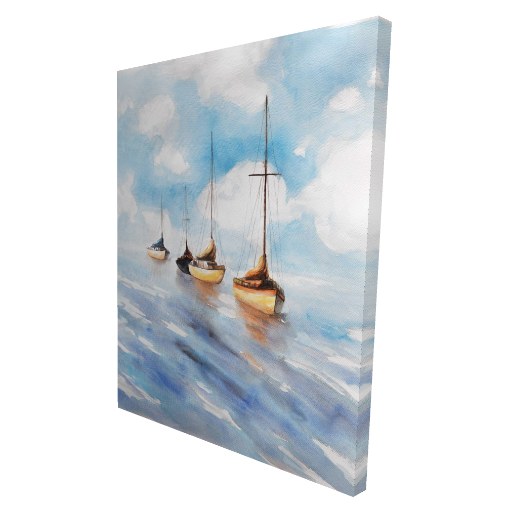 2080-4836-CO75 36 x 48 in. Sailboats in the Sea - Boat Bedroom Canvas for Home Decor