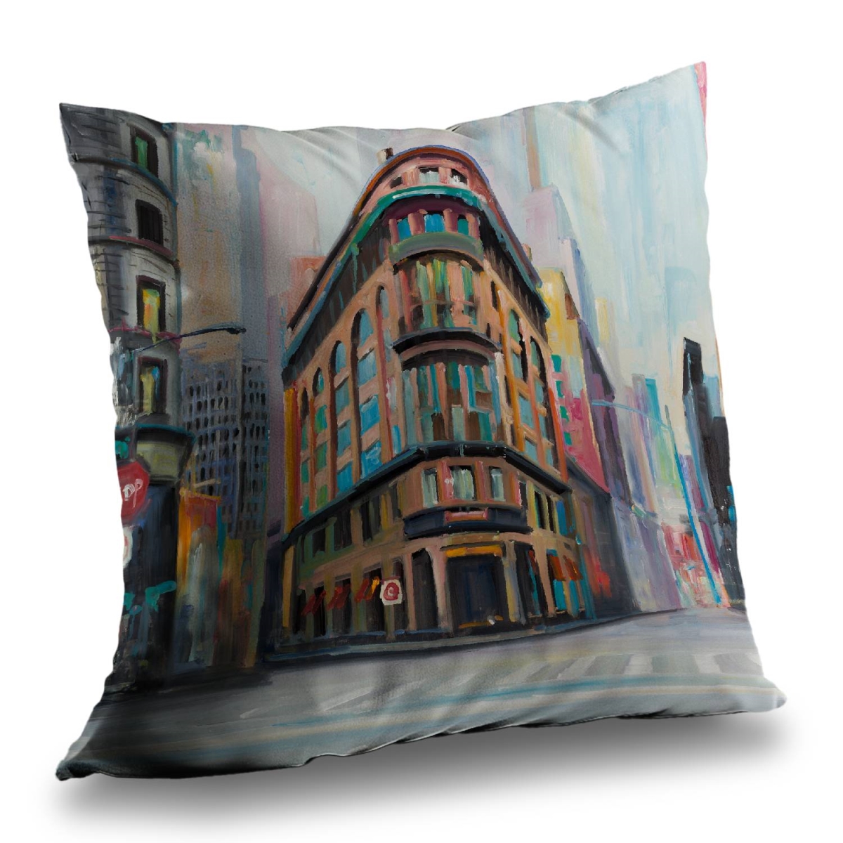 C1PT14147JOMYM 14 x 14 in. Building Architecture in   York - Blue Twill Throw Pillow