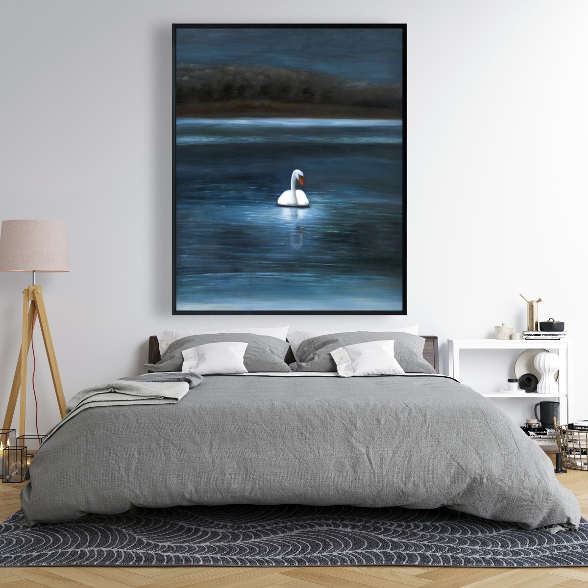 C1FC4860RR05Q6 48 x 60 in. Beautiful Swan - Romantic Framed Canvas for Home Decor