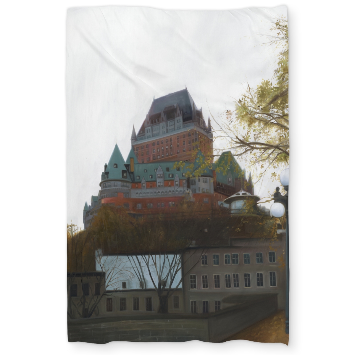 C1DCTSW0MG55Q4 Twin Size Le Chateau De Frontenac in Autumn - Hyperrealist Brown Duvet Cover