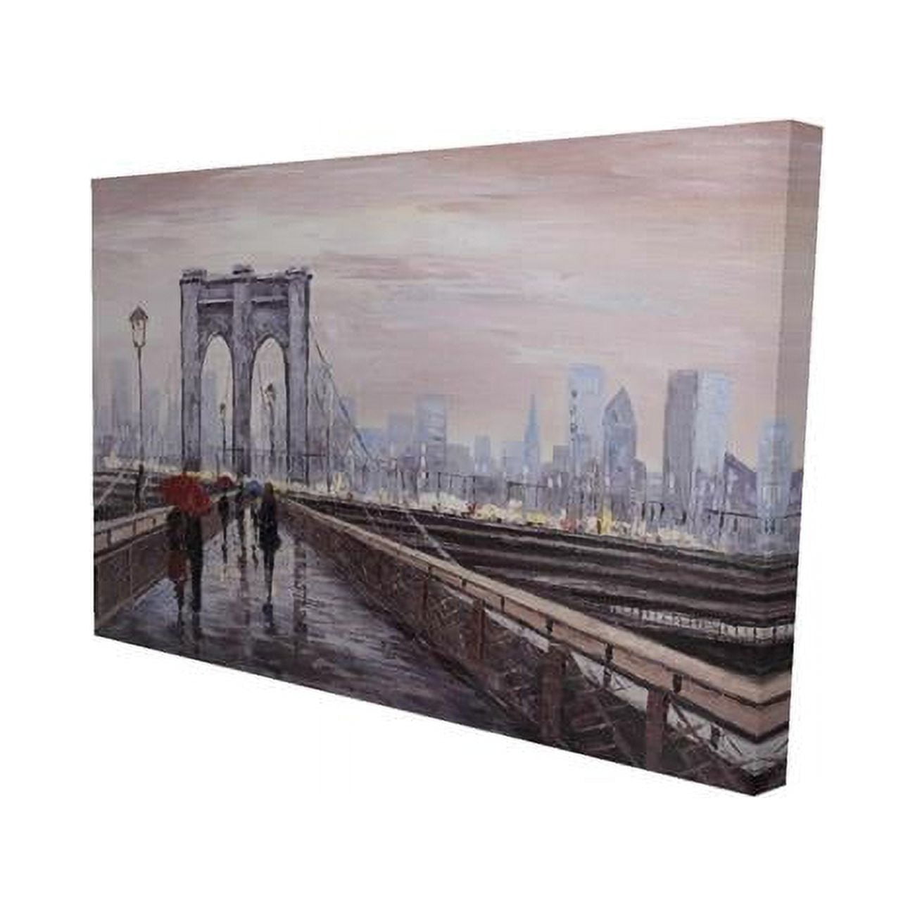 20 x 30 in. Brooklyn Bridge with Passersby-Print on Canvas