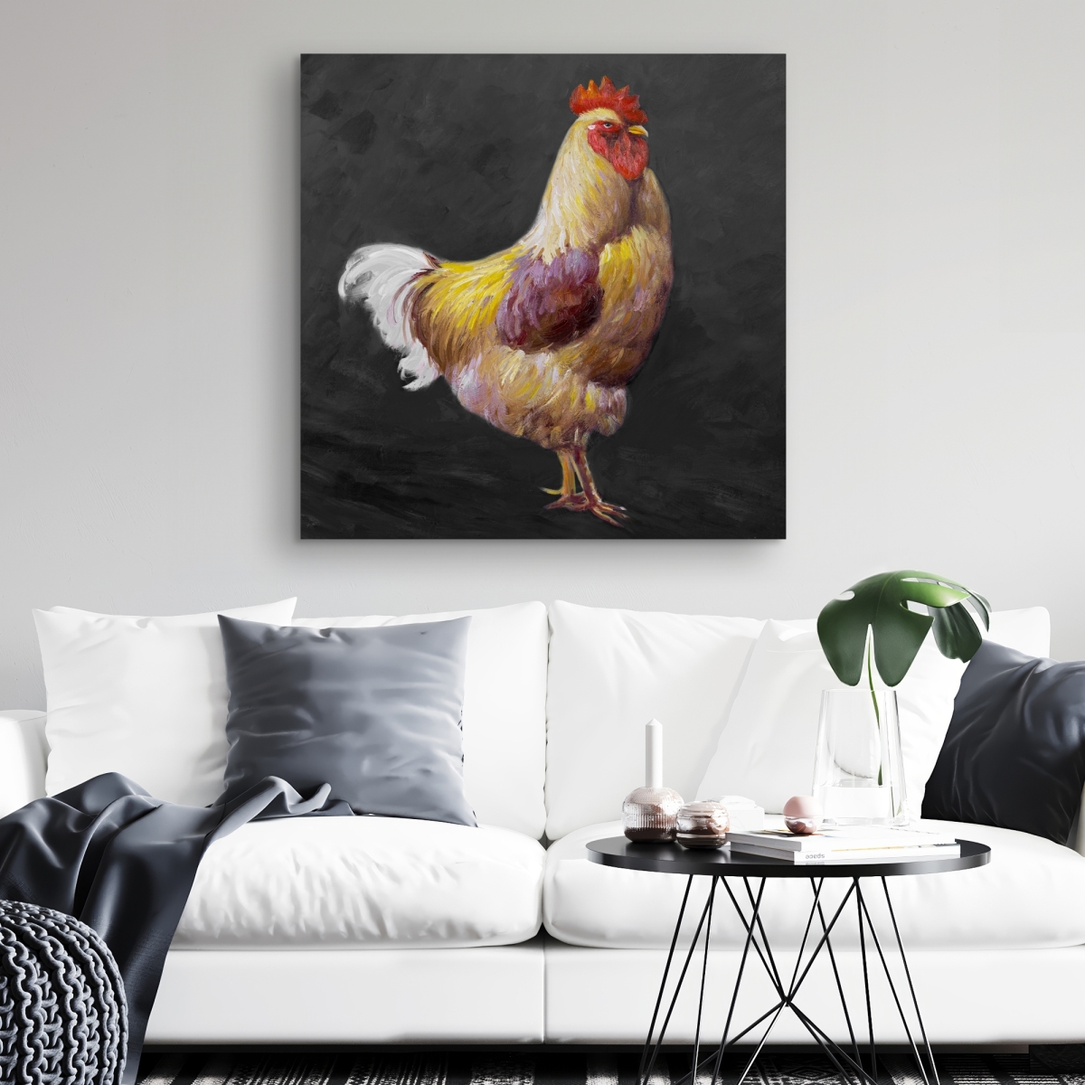 C1RC3232HVNR0D 32 x 32 in. Beautiful Rooster 2 - Rustic Animals Canvas for Home Decor
