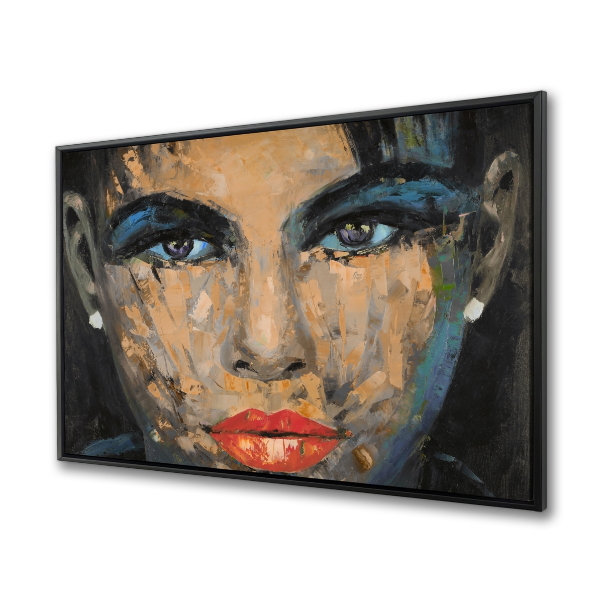 C1FC3648YA3XHS 36 x 48 in. Abstract Female Portrait - Blue Woman Framed Canvas Decor