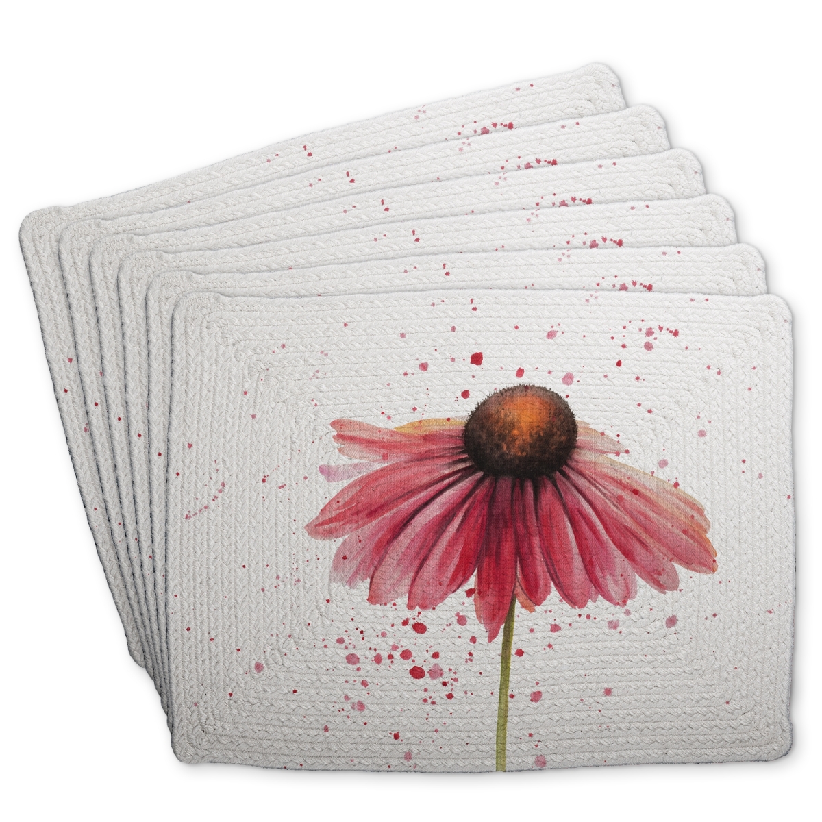 Picture of Begin Home Decor C6BP14182PNCLD 14 x 18 in. Pink Daisy Braided Polyester Placemat - Home Decor Accent - Set of 6