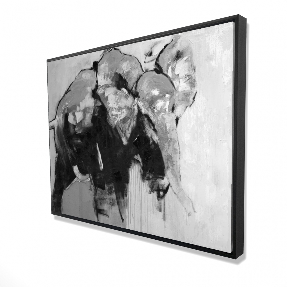 2081-3648-AN19-2 36 x 48 in. Monochrome Abstract Elephant Canvas - Modern Home Decor Art
