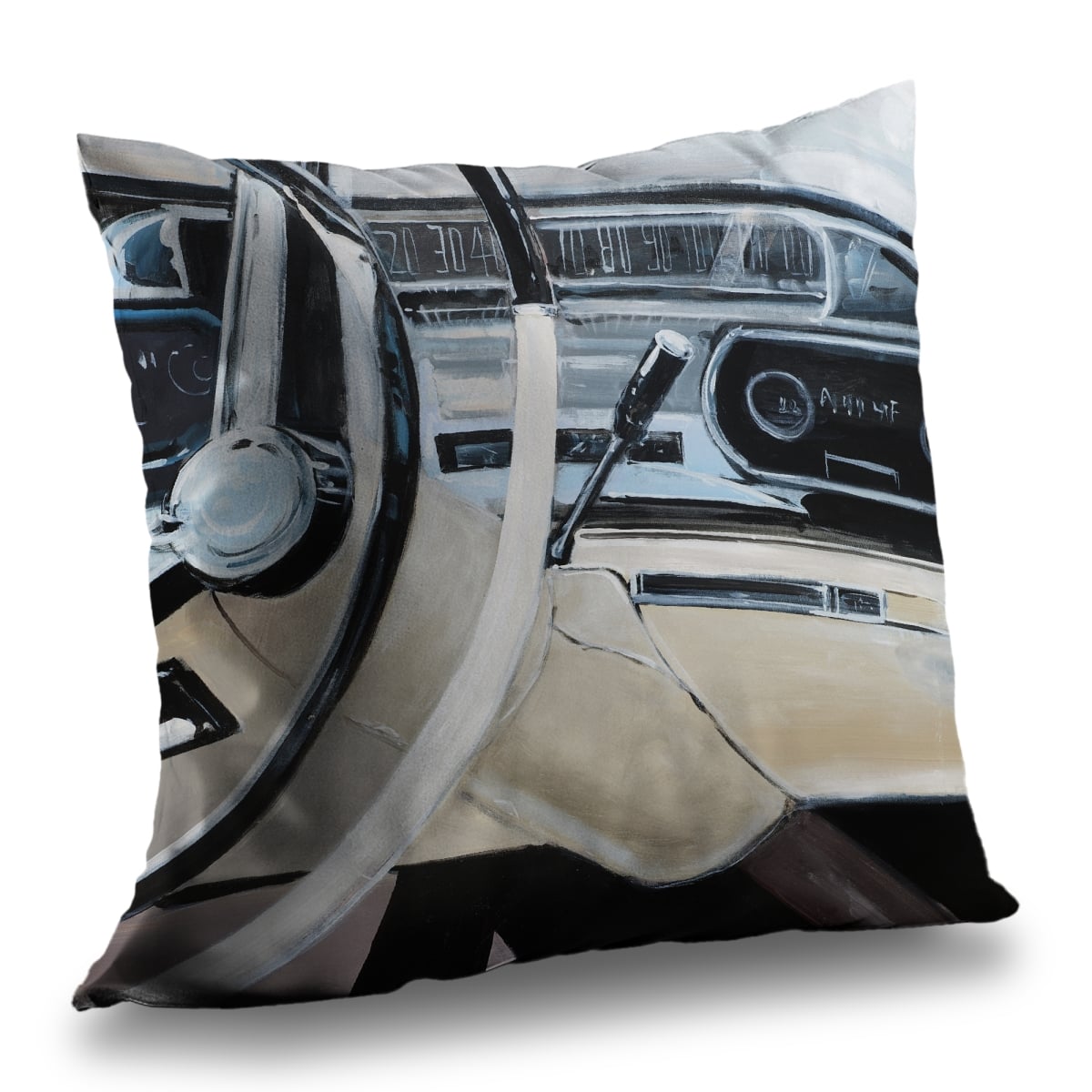 C1PC1414ROKAGR 14 x 14 in. 1950s Car Dashboard Beige Poly Twill Throw - Home Decor