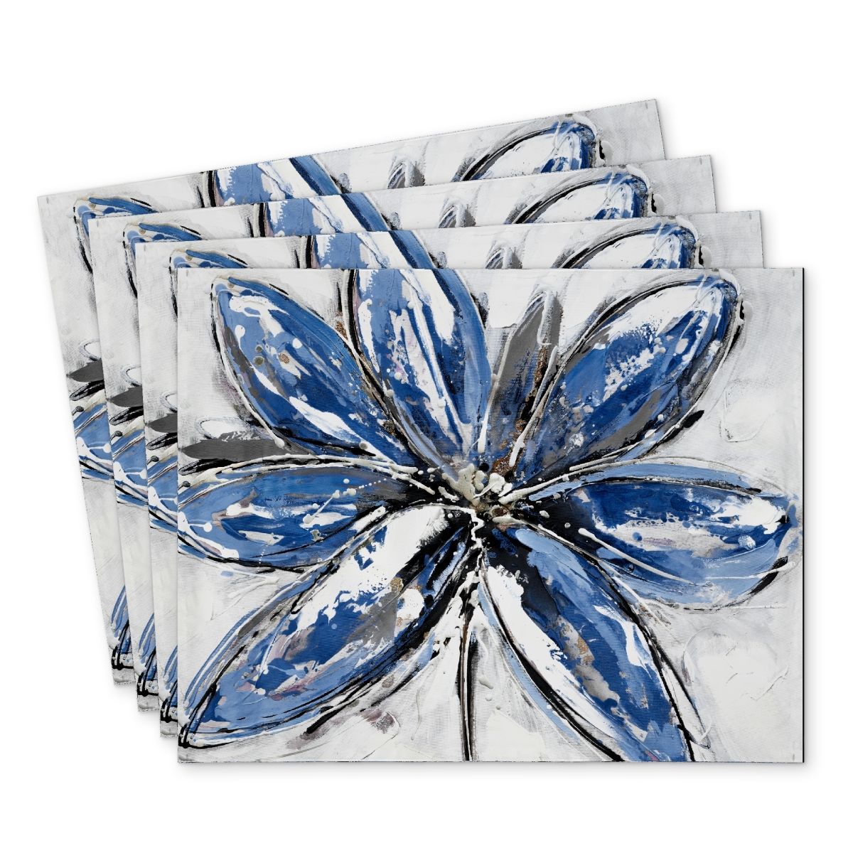 Picture of Begin Home Decor C4PP1418LGOFOZ 14 x 18 in. Blue Petal Polyester Placemat - Stylish Home Decor Accent - Set of 4