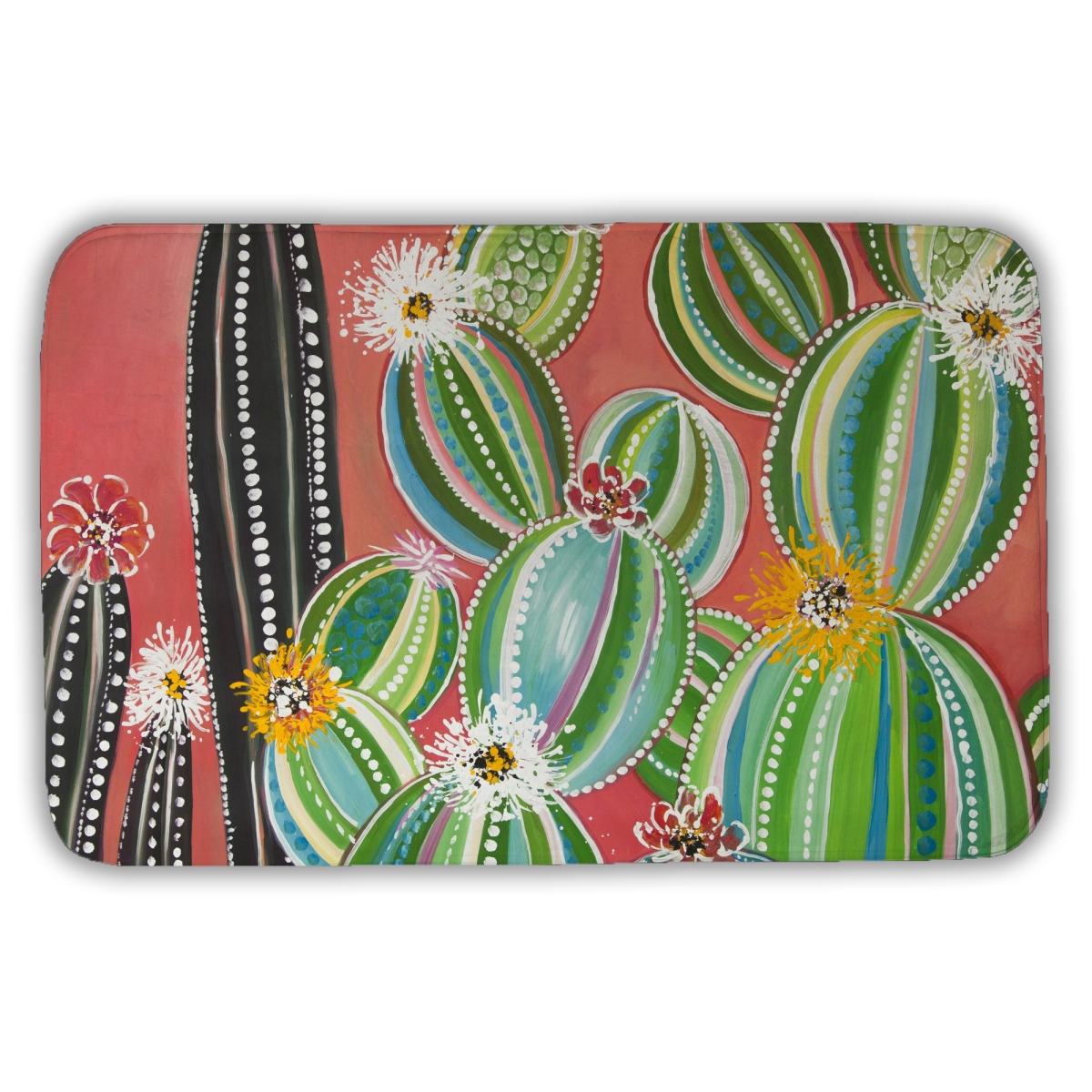 C1BM2134H2MLCP 21 x 34 in. Rainbow Cactus Bath Mat - Floral Botanical Home Decor