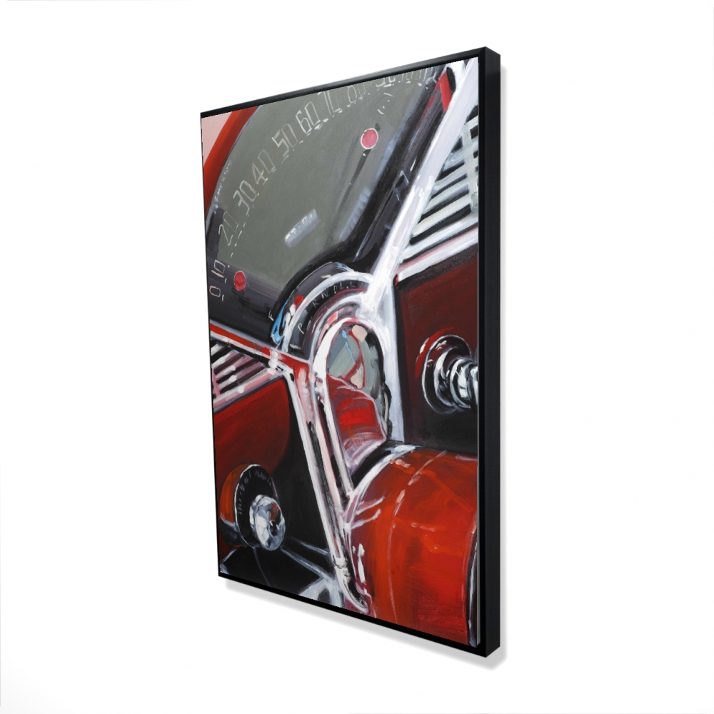 2081-3624-TR43 24 x 36 in. Vintage Red Car Dashboard - Man Cave Transportation Canvas Decor