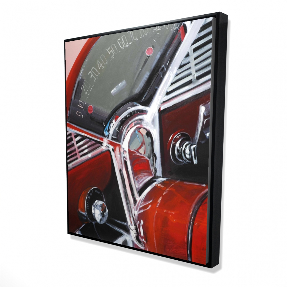 2081-6048-TR43 48 x 60 in. Vintage Red Car Dashboard - Man Cave Transportation Canvas Decor