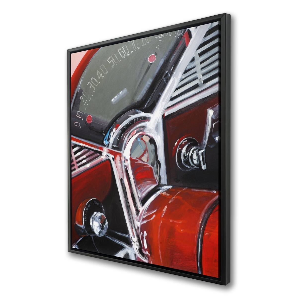 C1FC3648K0K51M 36 x 48 in. Vintage Red Car Dashboard - Framed Canvas Home Decor