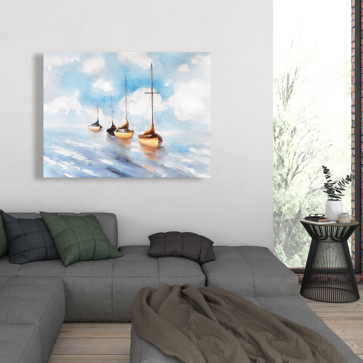 C1RC3648ECQ3PX 36 x 48 in. Sailboats in the Sea - Blue Marine Canvas for Home Decor