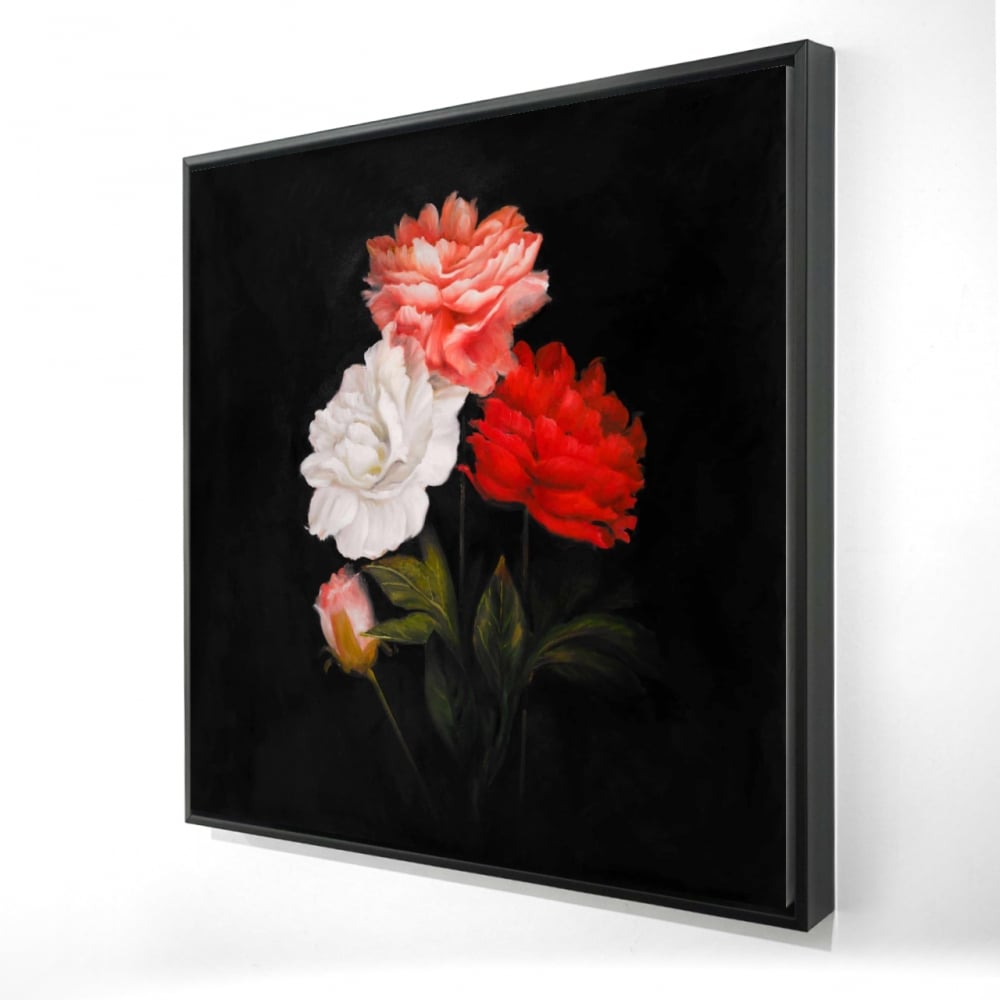 2081-3636-FL134 36 x 36 in. Small Bundle of Roses - Black Romantic Framed Canvas Decor