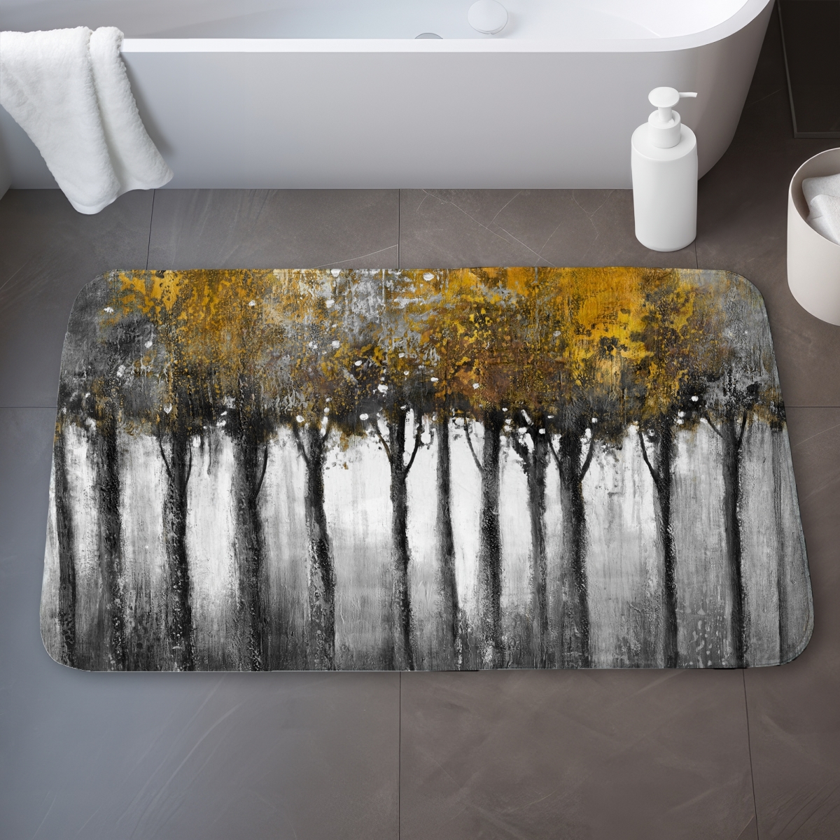 C1BM2134KDOLK9 21 x 34 in. Illuminated Forest Bath Mat - Contemporary Office Home Decor