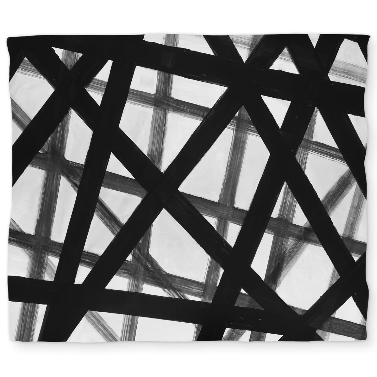 C1DCKSW0F57WAC King Size Abstract Bold Lines Duvet Cover - White Pattern Decor