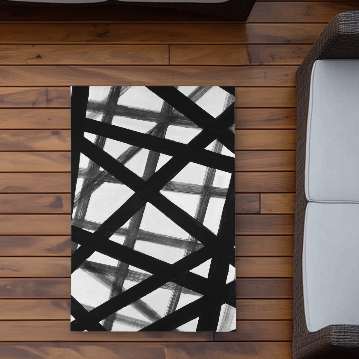 C1ROAR239TSA6R 2 x 3 ft. Abstract Bold Lines Pattern White Outdoor Area Rug - Home Decor - Rectangle