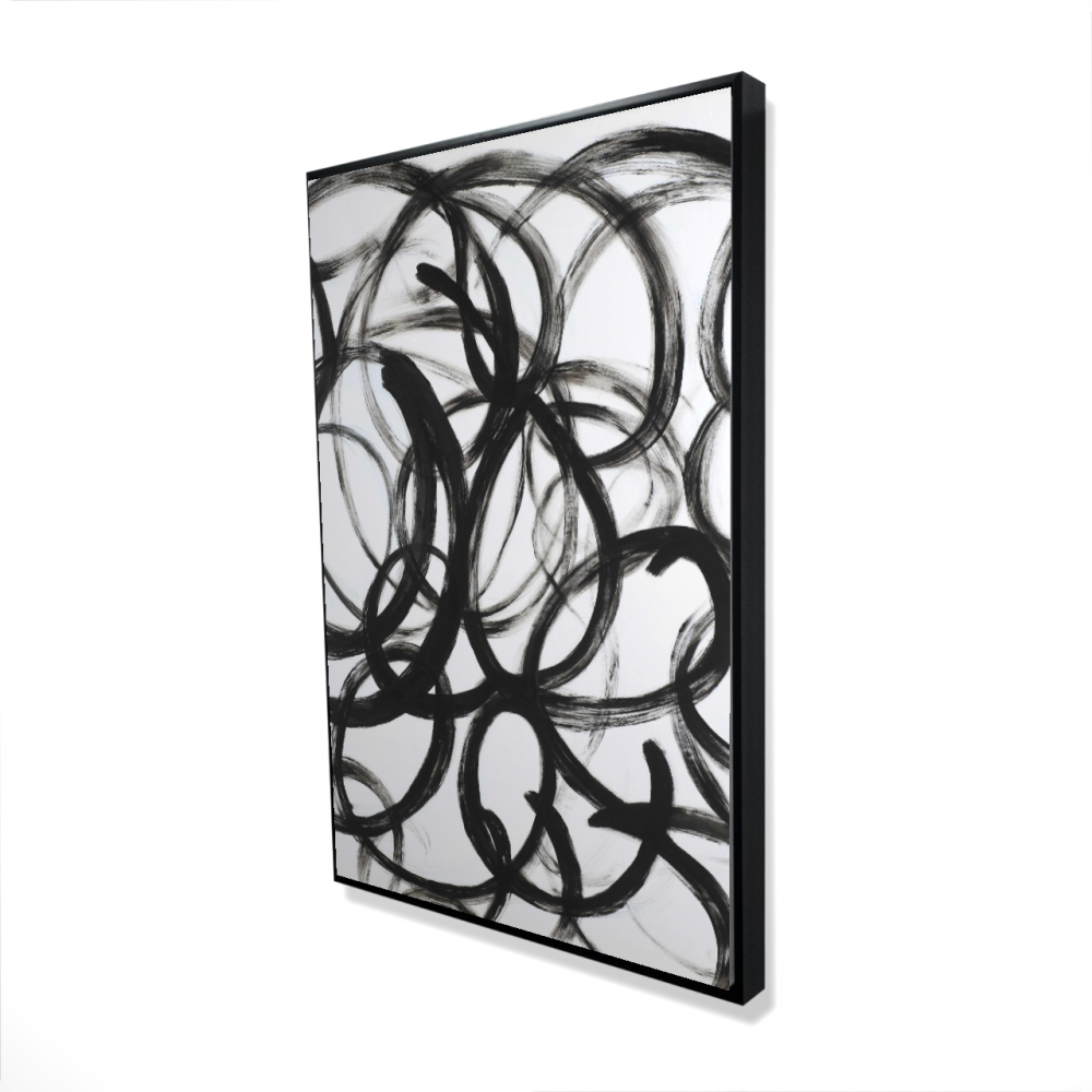 2081-3624-AB32 24 x 36 in. Abstract Curly Lines - Framed Canvas Art for Home Decor