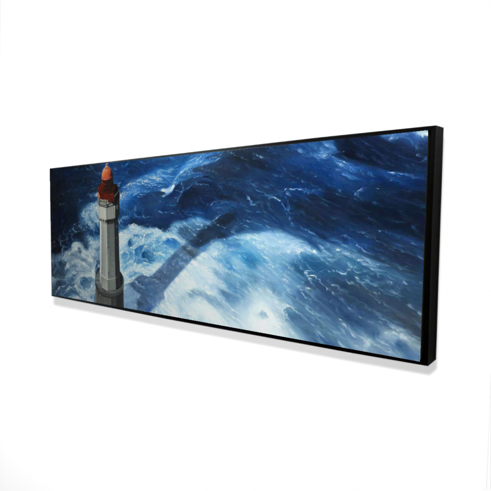 2081-2060-CO77 20 x 60 in. The Headlight of Jument - Classic Blue Framed Canvas Art
