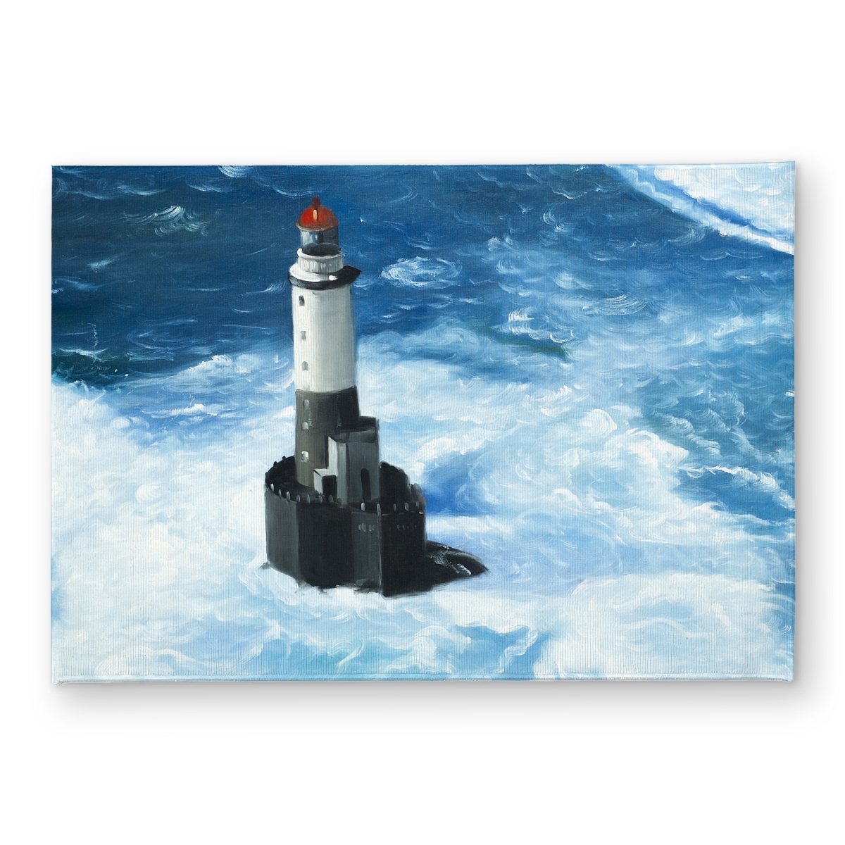 CODM1724O1OBHZ 17 x 24 in. Unleashed Waves Lighthouse Door Mat - Classic Blue Hyperrealist
