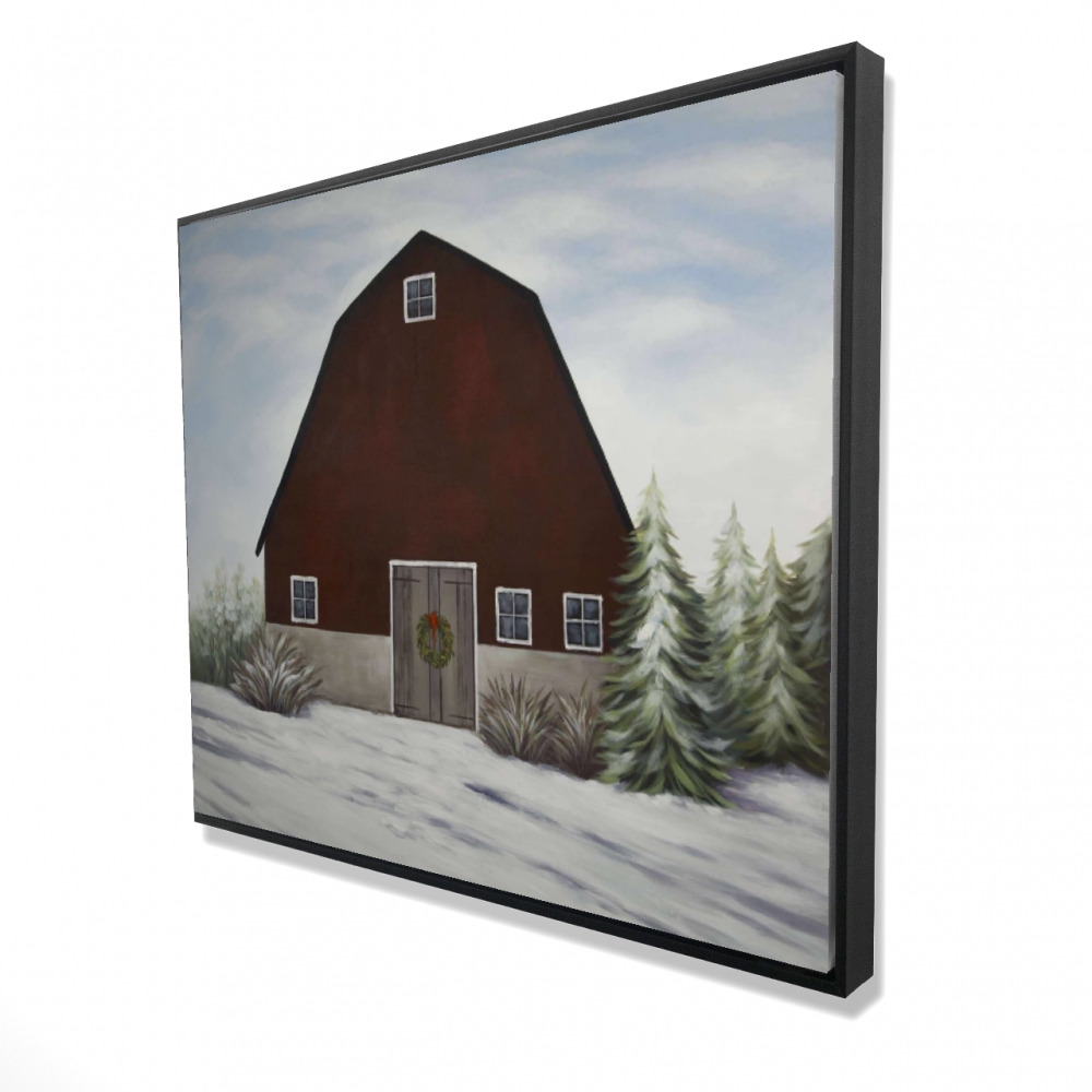2081-4860-AR14 48 x 60 in. Its Winter on the Farm - Framed Canvas for Home Decor