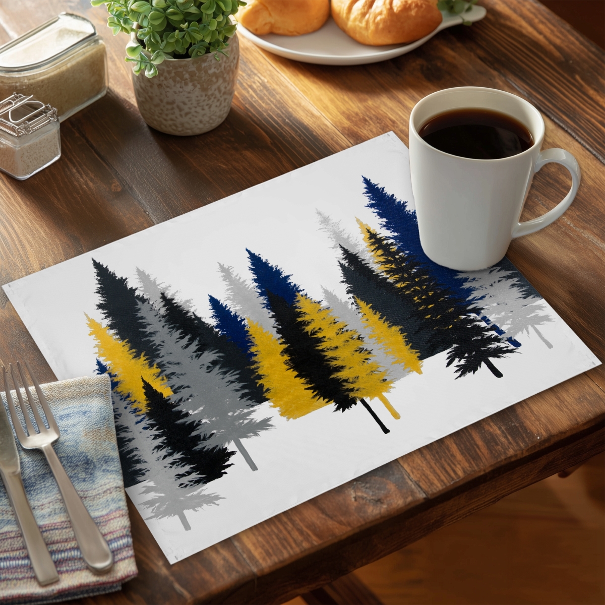 Picture of Begin Home Decor C6PP1418LG8MD6 14 x 18 in. Golden Fir Polyester Placemat - Elegant Home Decor Accent - Set of 6