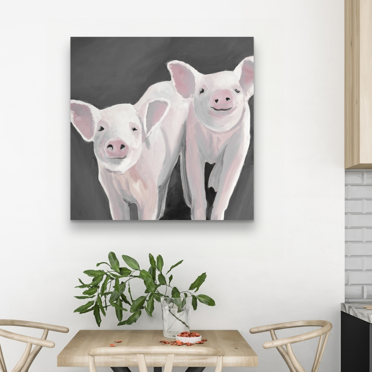 C1RC3232626J2U 32 x 32 in. Two Little Piglets - Rustic Farm Animals Canvas Decor