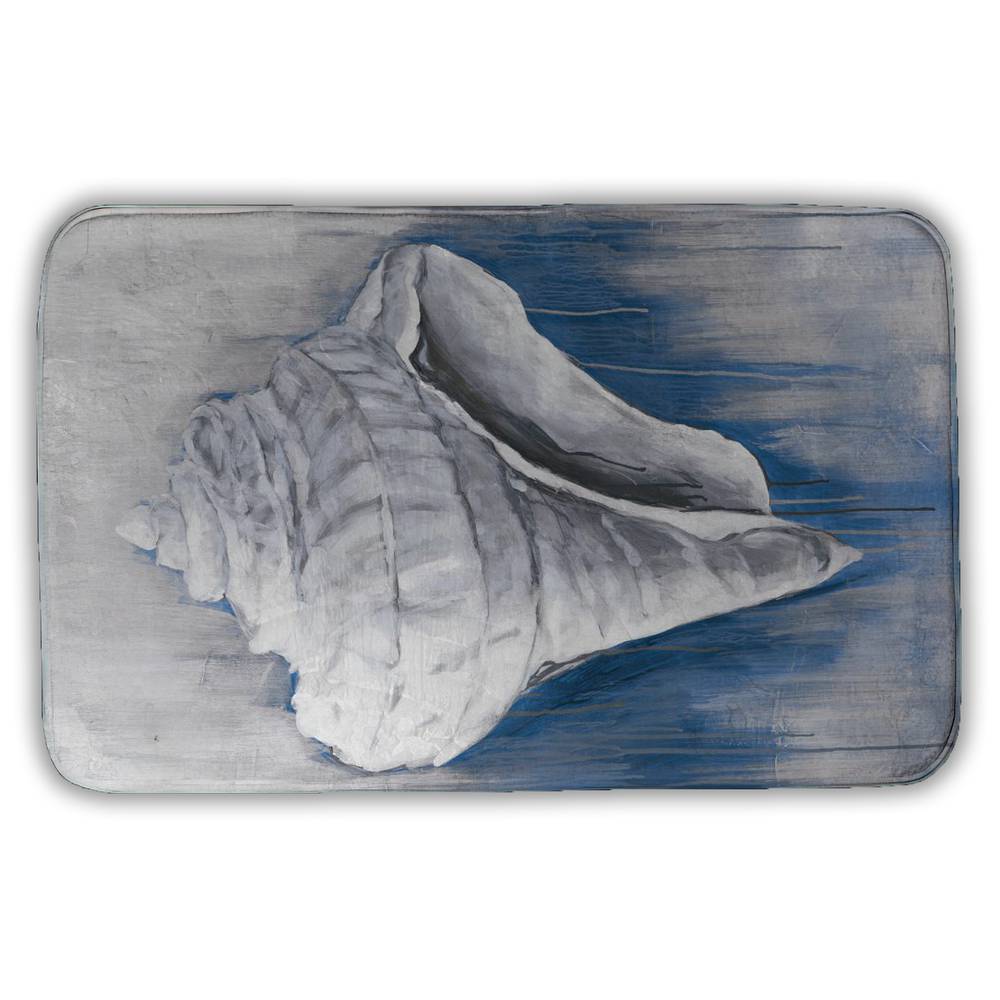 5930-3421-CO23-1 21 x 34 in. Blue Conical Shell Bath Mat - Classic Coastal Home Decor