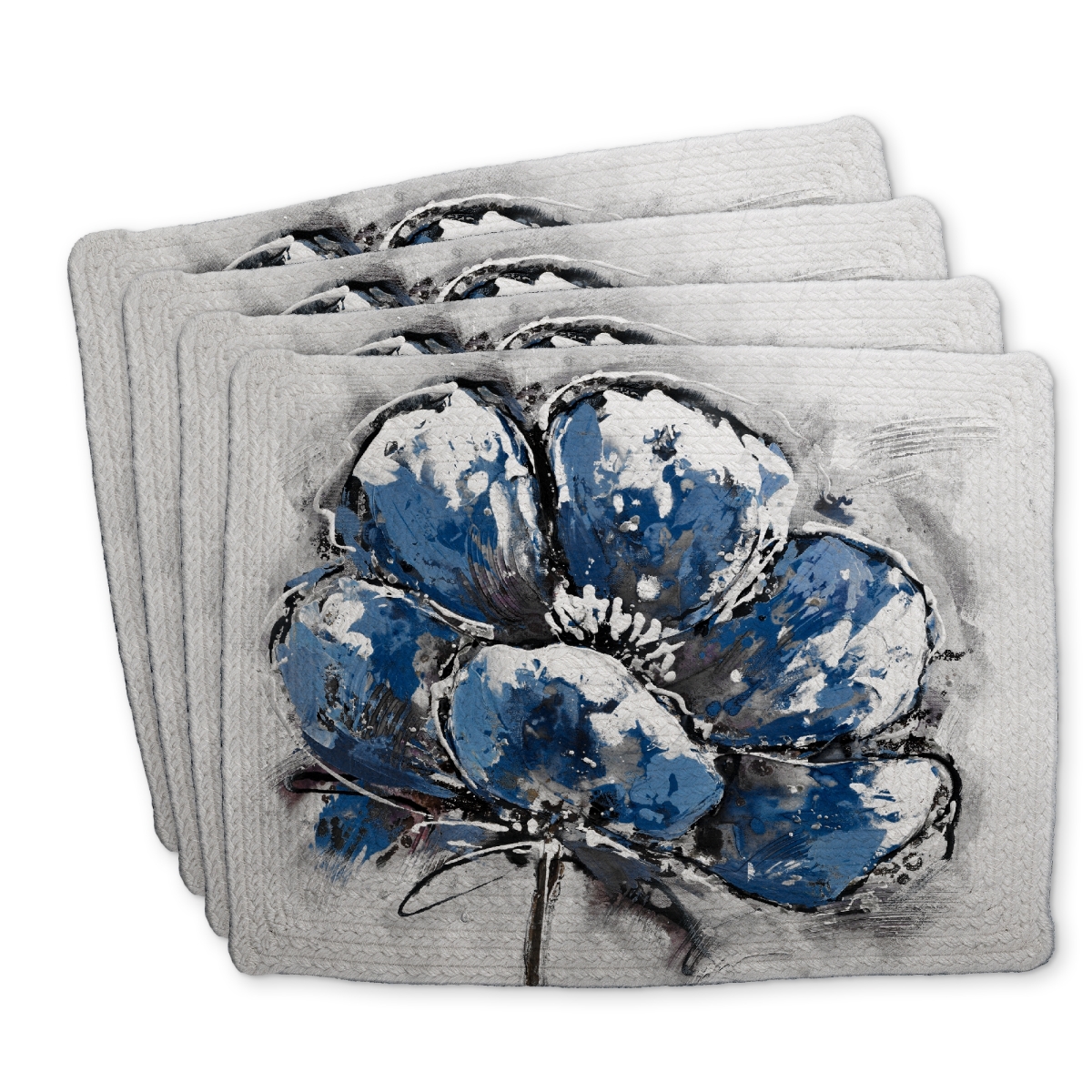 Picture of Begin Home Decor C4BP1418YJ0O84 14 x 18 in. Small Flower Braided Polyester Placemat for Home Decor - Set of 4