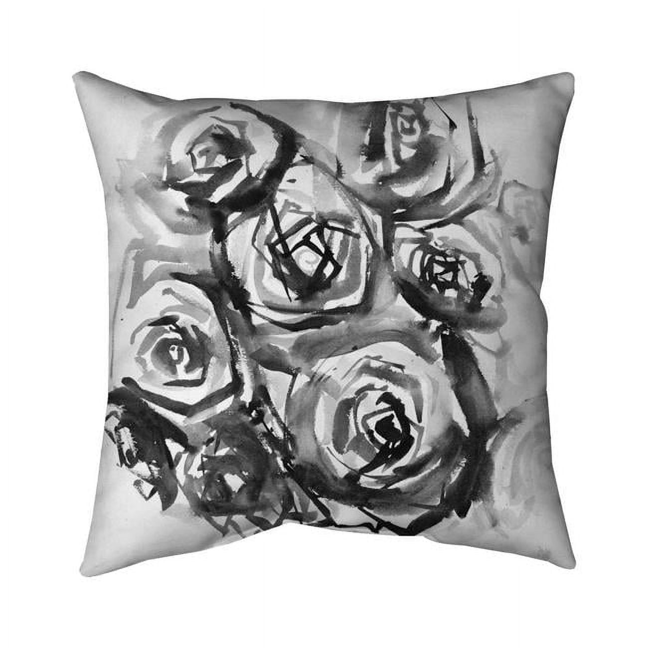 26 x 26 in. Monochrome Abstract Roses-Double Sided Print Indoor Pillow