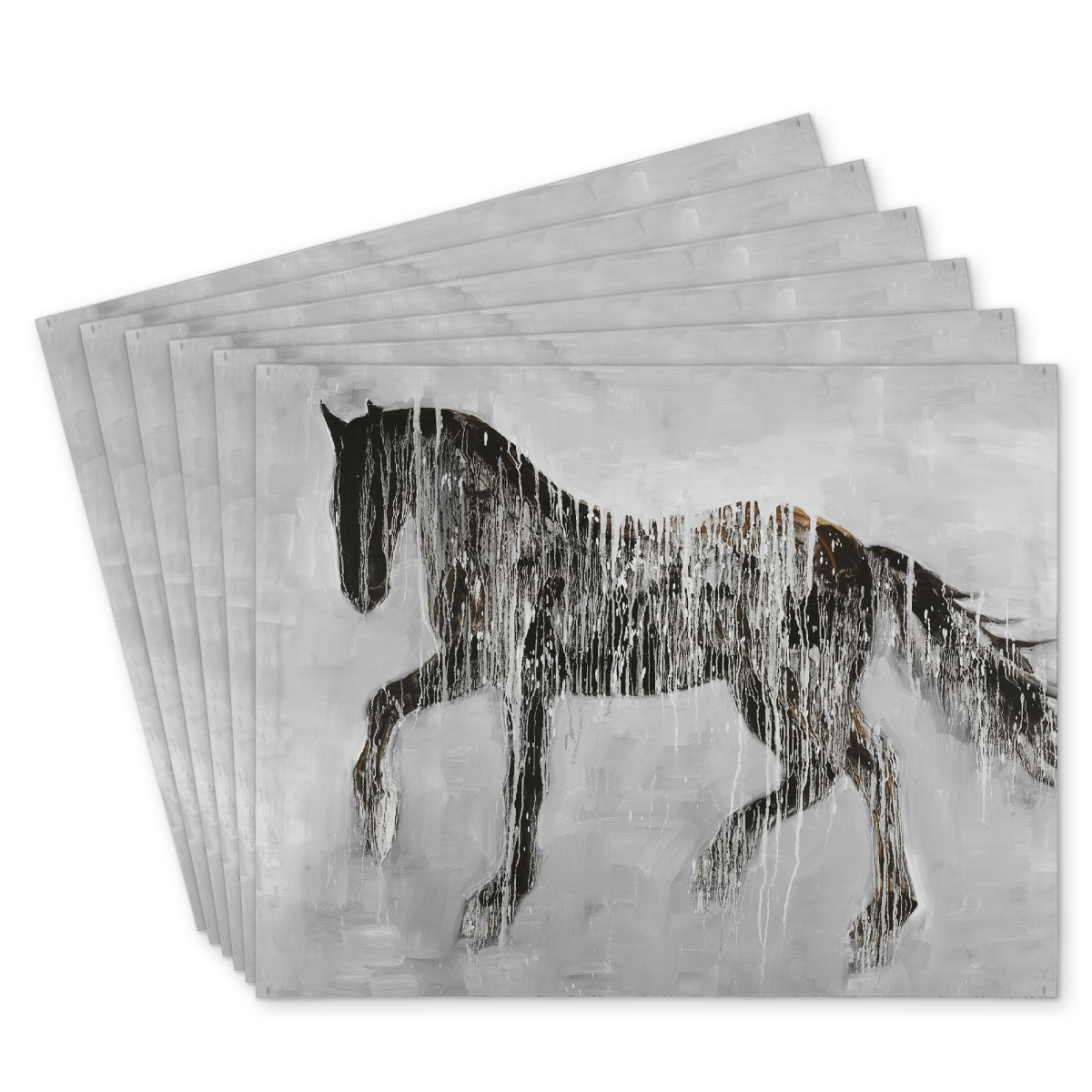 Picture of Begin Home Decor C6PP14185E9AM9 14 x 18 in. Horse Brown Silhouette Polyester Placemat - Home Decor - Set of 6