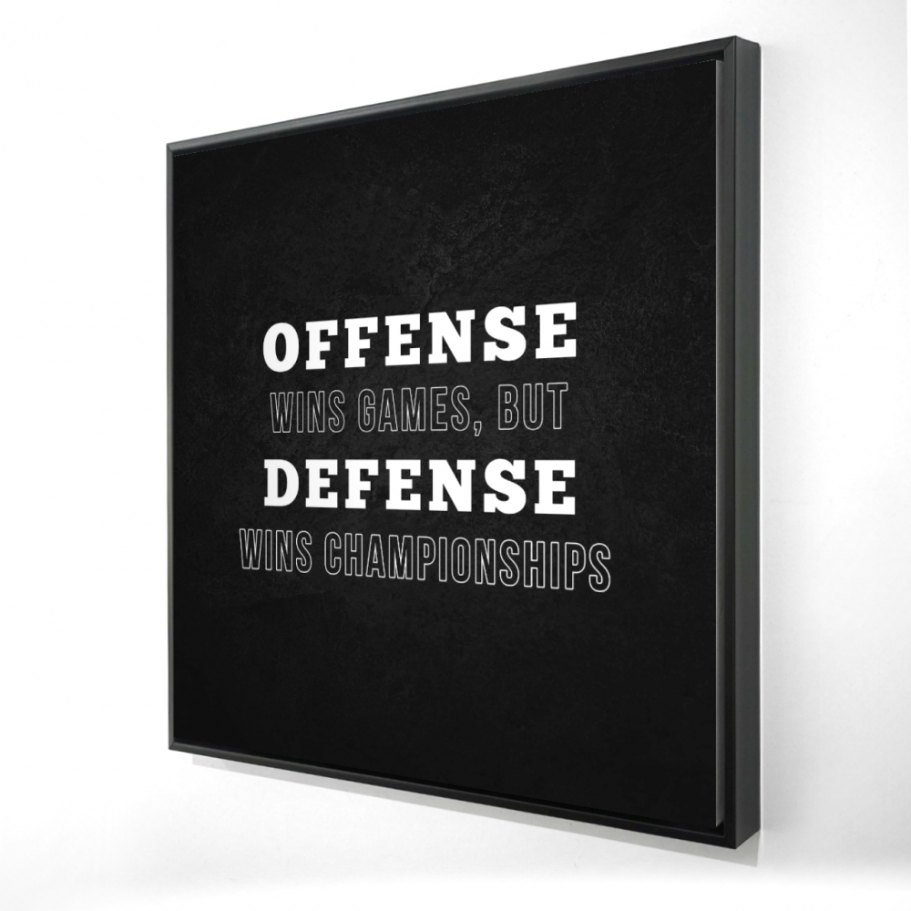 2081-2424-QU46 24 x 24 in. Offense Wins Games Framed Canvas - Motivational Man Cave Decor