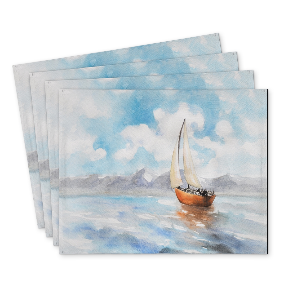 Picture of Begin Home Decor C4PP14181T5RGN 14 x 18 in. Sailboat Landscape Polyester Placemat - Stylish Home Decor - Set of 4