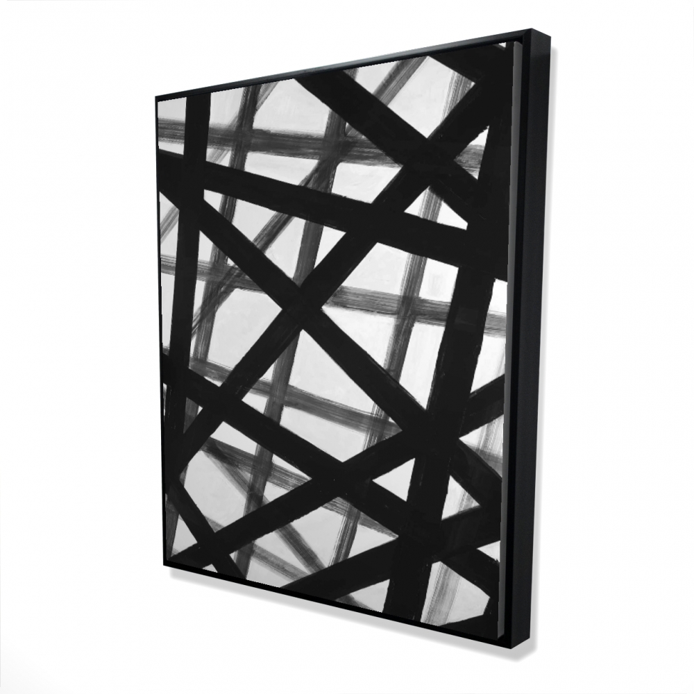 Abstract Bold Lines - Framed Canvas Art - 48 x 60 in. - Ready to Hang