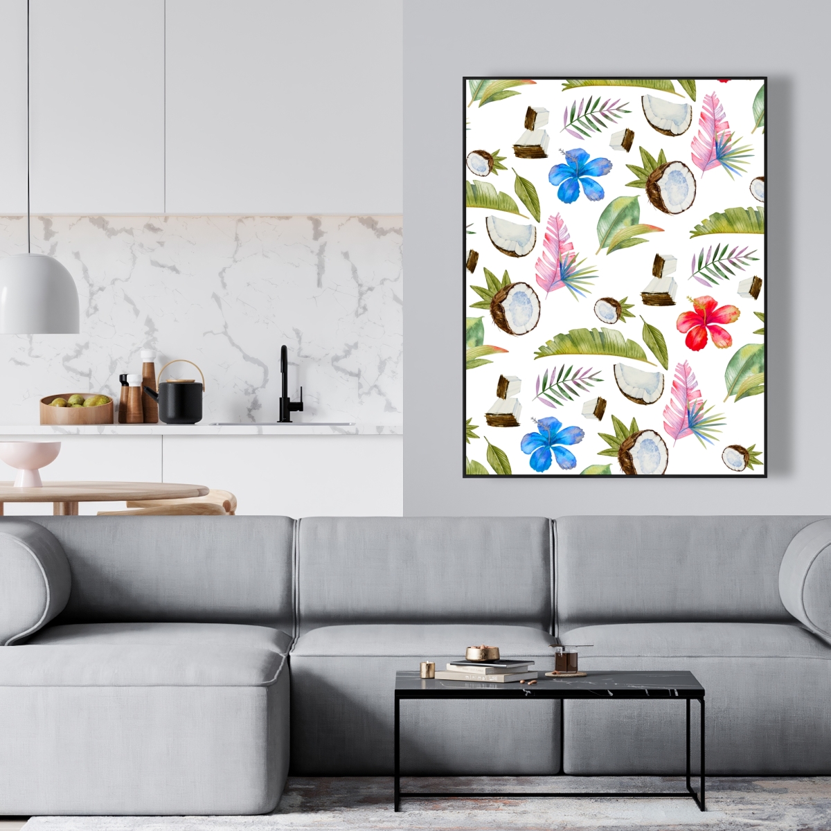 C1FC3648K10TD0 36 x 48 in. Tropical Pattern - Green Exotic Framed Canvas for Home Decor
