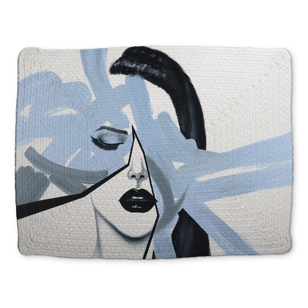 Picture of Begin Home Decor CBPM14185BJWCT 14 x 18 in. Blue Bedroom Beauty Braided Placemat - Abstract Woman Portrait