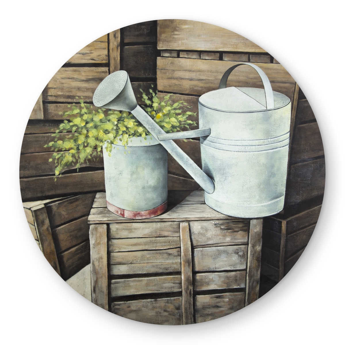 C1COAR55YTXB5O 5 x 5 ft. Vintage Watering Can Rug - Still Life Kitchen Decor Outdoor - Round