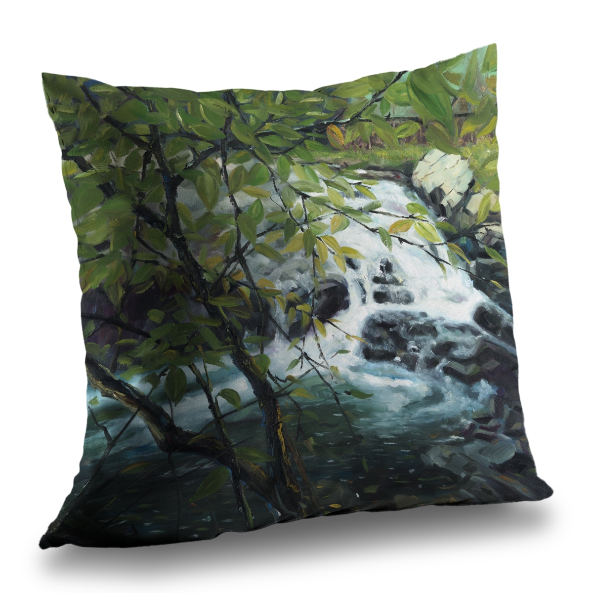 C1PT141465G3AM 14 x 14 in. Peaceful Fall Green Trees Poly Twill Throw Pillow Insert - Home Decor