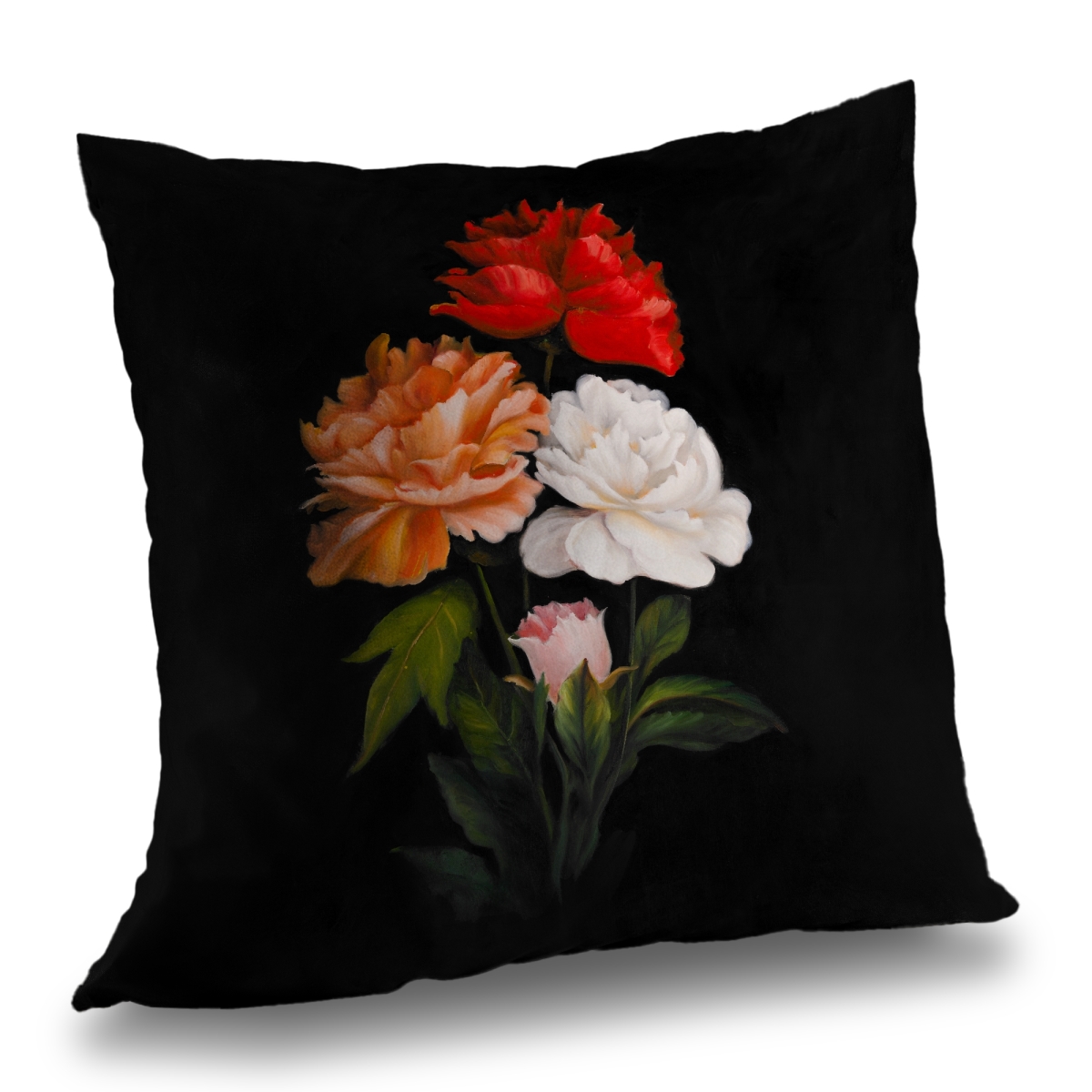 C1PC14149GHG1H 14 x 14 in. Three Beautiful Rose Flowers - Red Hyperrealist Throw Pillow