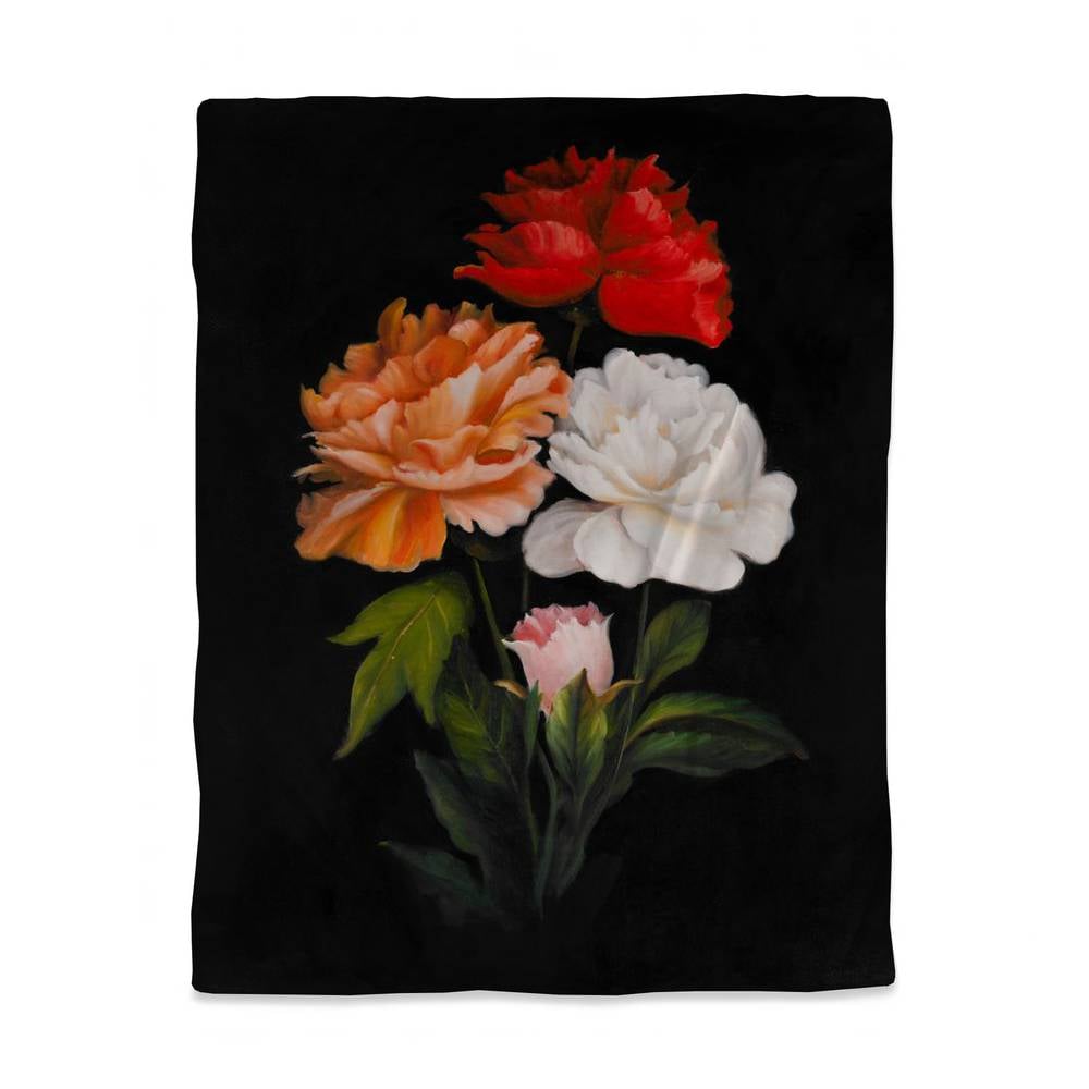 3817-VWCT-FL135 Twin Size Black Botanical Romantic Duvet Cover - Rose Floral Home Decor